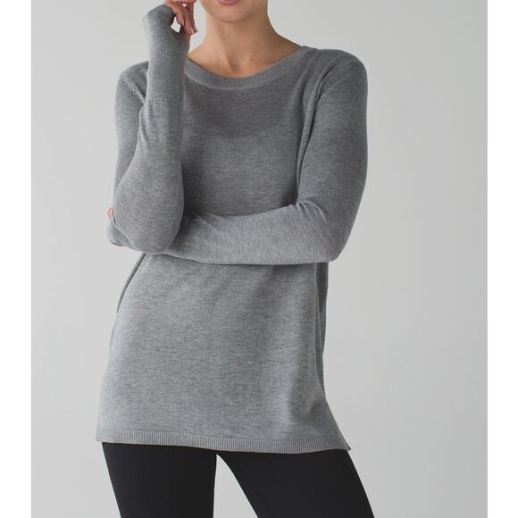 Lululemon Bring It Backbend Long Sleeve Sweater Heathered Medium Grey 8 - Picture 2 of 7